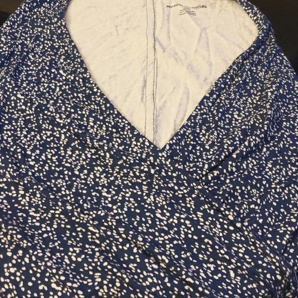 Amazon Essentials Cap-Sleeve Faux-Wrap Dress Navy with Dots Size L - Picture 3 of 8